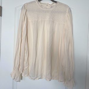 A New Day Textured Cream Long Sleeve Blouse